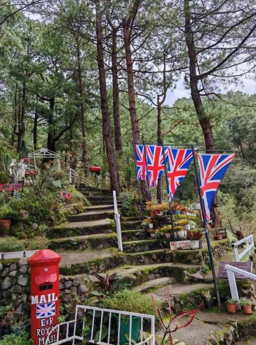 Royal Mail stairway with Union flags